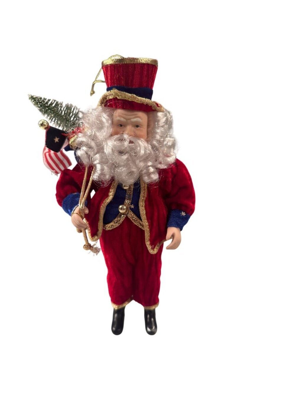 Christmas Santa Claus Doll Ornament American Flag Satchel Tree Holiday Figurine